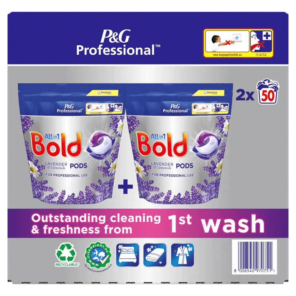 Bold Professional All-In-1 Pods Washing Liquid Laundry Detergent Capsules Lavender and Camomile, 100 - Honesty Sales