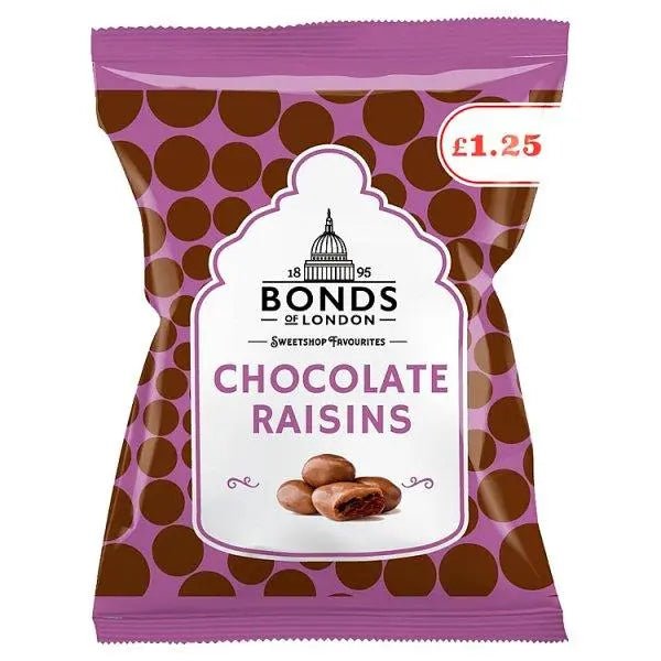 Bonds of London Chocolate Raisins 75g (Case of 12) - Honesty Sales