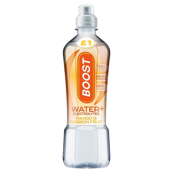 Boost Water+ Electrolytes Mango & Passion Fruit 500ml (12 x 500ml) - Honesty Sales