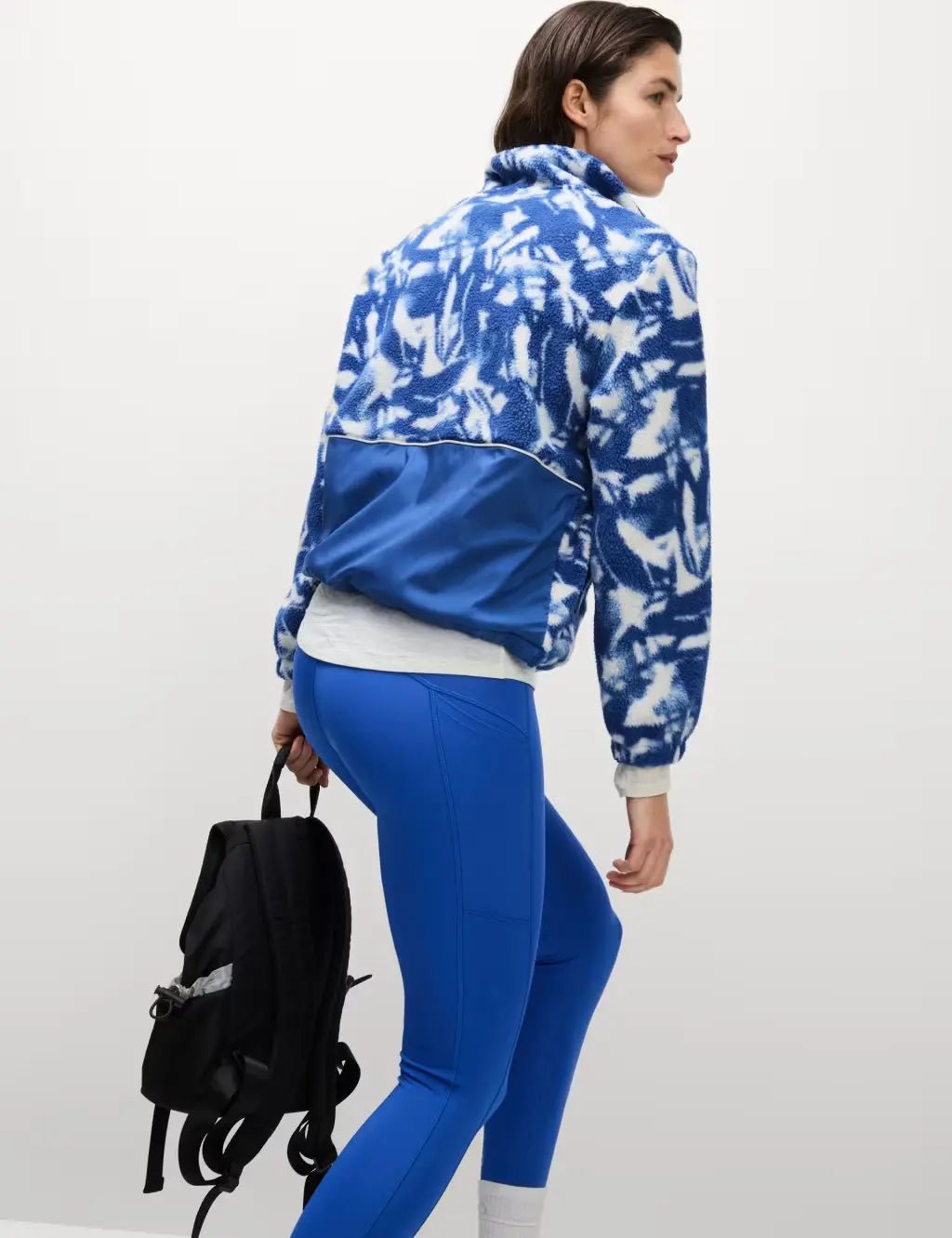 Borg Printed Funnel Neck Zip Up Fleece Jacket - Honesty Sales