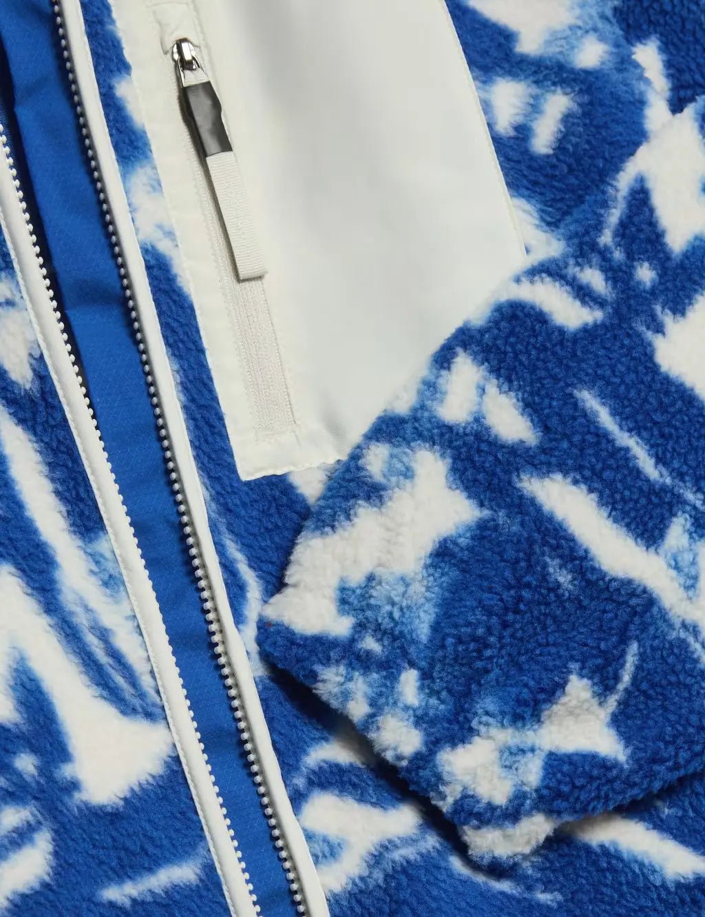 Borg Printed Funnel Neck Zip Up Fleece Jacket - Honesty Sales