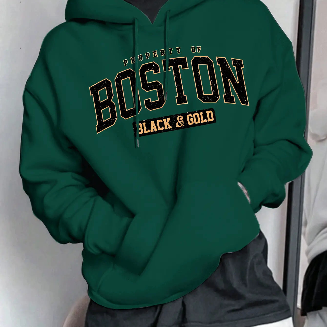 Boston Letter Print Men's Fashion Style Hooded Sweatshirt - Honesty Sales