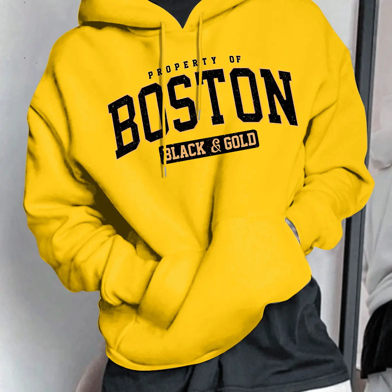 Boston Letter Print Men's Fashion Style Hooded Sweatshirt - Honesty Sales