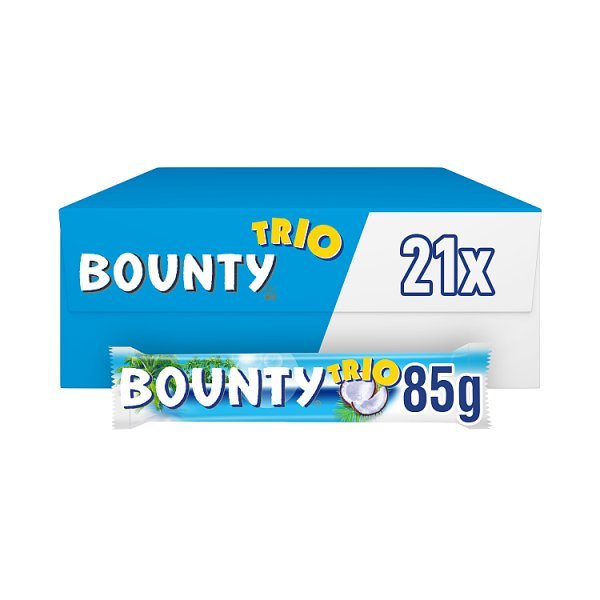 Bounty Trio Coconut Milk Chocolate Bar 85g (21 x 85g) - Honesty Sales