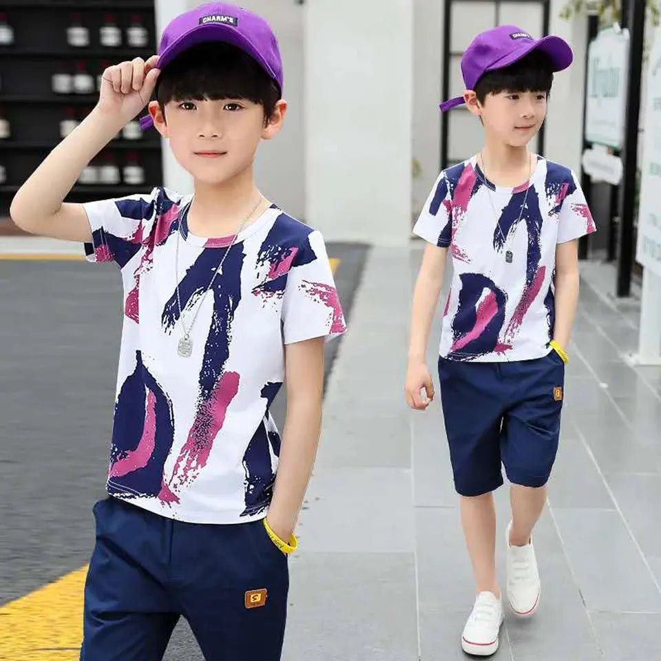 Boys Summer Clothing Set – Cotton Shirt & Shorts Suit for 4 - 14 Years - Honesty Sales