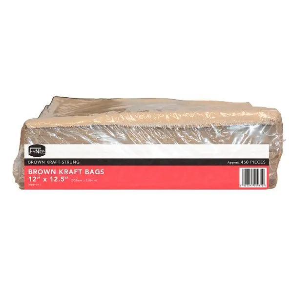 Brown Kraft Flat Bags Strung 12" x 12.5" - Honesty Sales Main image