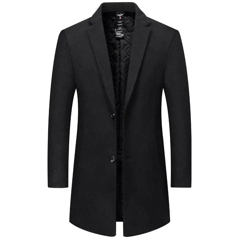 BROWON Men’s Winter Wool Overcoat – Elegant Smart Casual, Navy - Honesty Sales