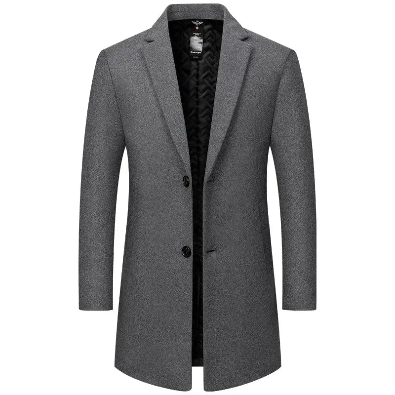 BROWON Men’s Winter Wool Overcoat – Elegant Smart Casual, Navy - Honesty Sales