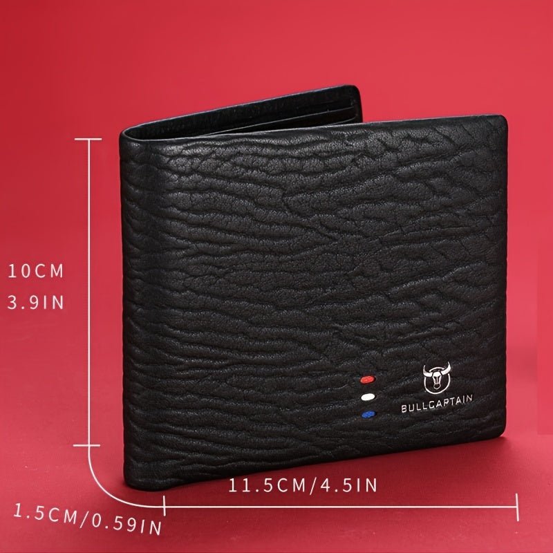 BULLCAPTAIN Men’s Genuine Leather Wallet – Customizable Crocodile Pattern, Large - Capacity Multi - Card Holder with Coin Pocket (Black) - Honesty Sales
