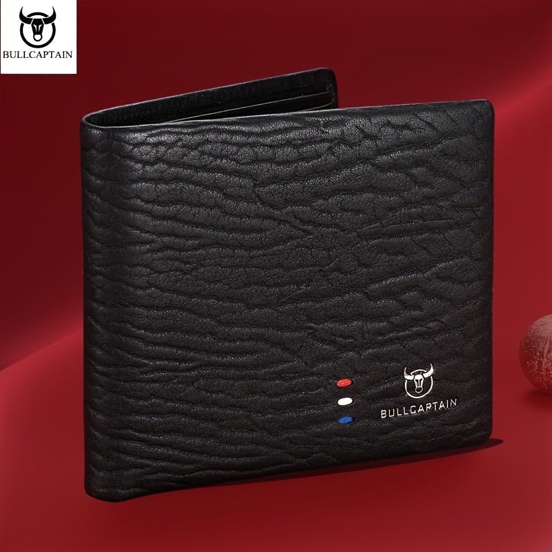 BULLCAPTAIN Men’s Genuine Leather Wallet – Customizable Crocodile Pattern, Large - Capacity Multi - Card Holder with Coin Pocket (Black) - Honesty Sales