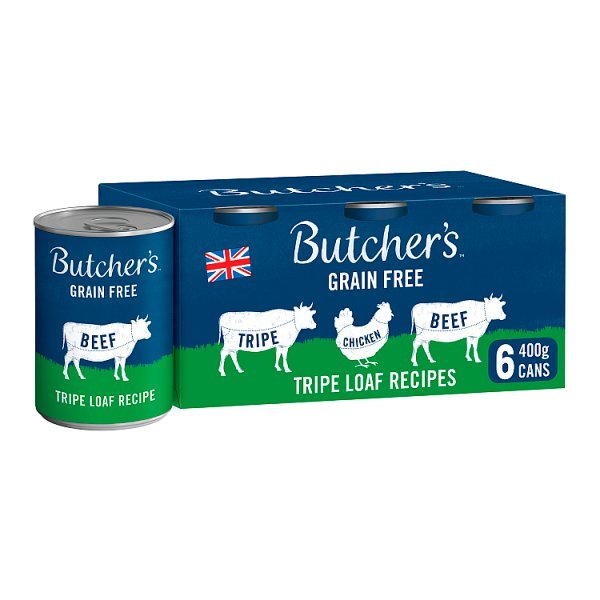 Butcher's Tripe Loaf Recipes Wet Dog Food Tins 6 x 400g (Case of 4) - Honesty Sales