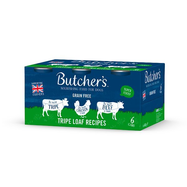 Butcher's Tripe Loaf Recipes Wet Dog Food Tins 6 x 400g (Case of 4) - Honesty Sales
