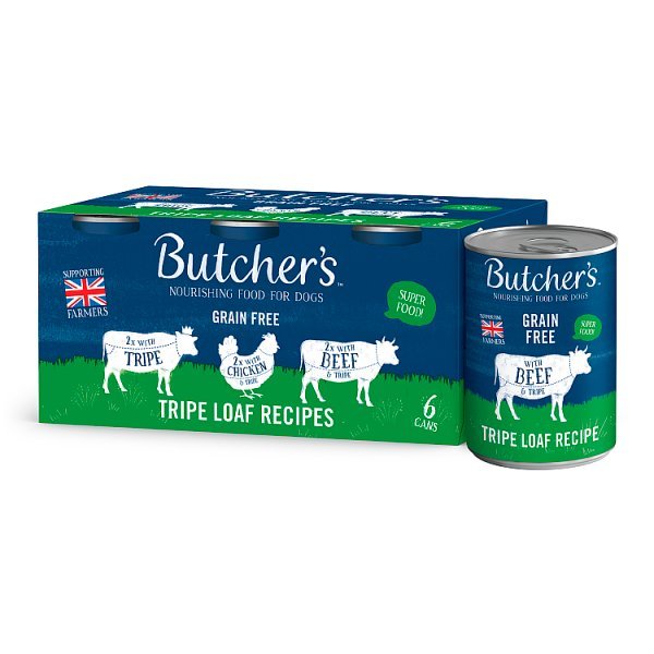 Butcher's Tripe Loaf Recipes Wet Dog Food Tins 6 x 400g (Case of 4) - Honesty Sales