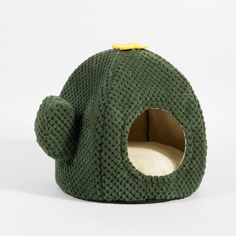 Cactus Cat Bed Warm Enclosed Kitten And Dog Nest Deep Sleep Comfort Mat Pets Tent Cozy Cave Indoor Pet Supplies - Honesty Sales