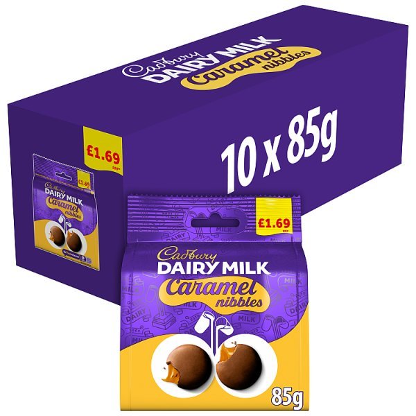 Cadbury Dairy Milk Caramel Nibbles Chocolate Bag 85 g (10 x 85g) - Honesty Sales