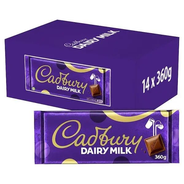 Cadbury Dairy Milk Chocolate Bar 360g (Case of 14) - Honesty Sales