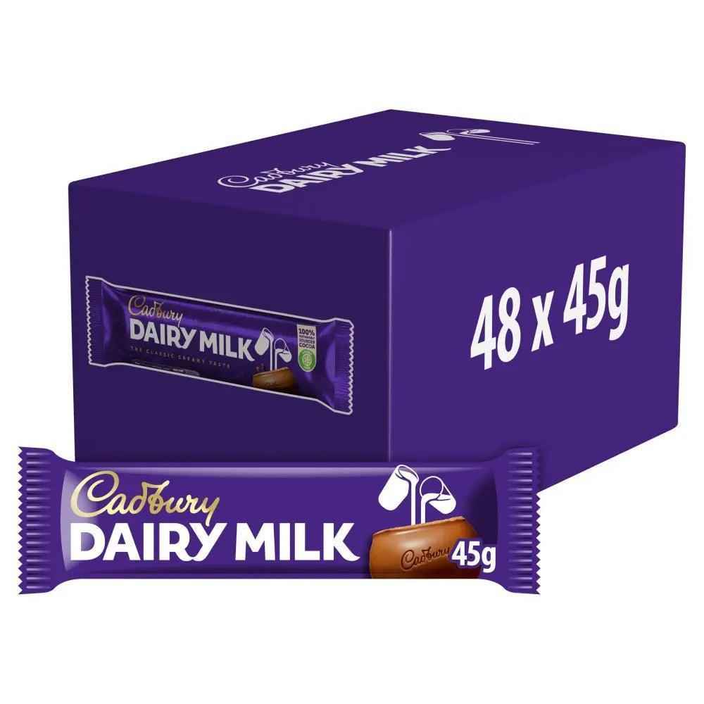 Cadbury Dairy Milk Chocolate Bar 45g (Pack of 48) - Honesty Sales