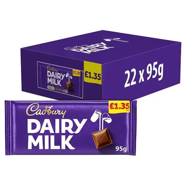 Cadbury Dairy Milk Chocolate Bar 95g (Case of 22) - Honesty Sales