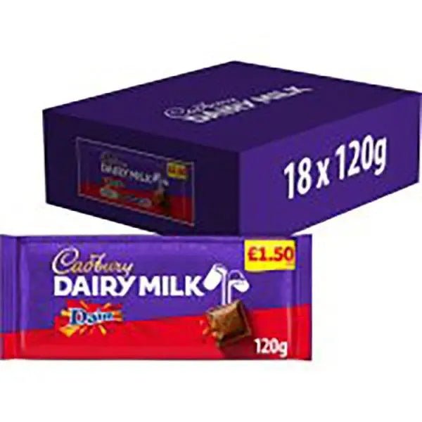 Cadbury Dairy Milk Daim Chocolate Bar 120g (Case of 18) - Honesty Sales