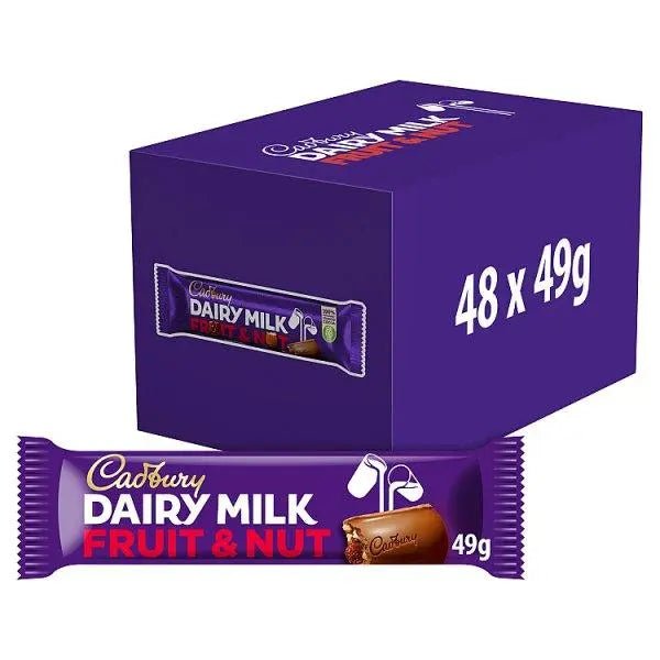 Cadbury Dairy Milk Fruit & Nut Chocolate Bar 49g (Case of 48) - Honesty Sales