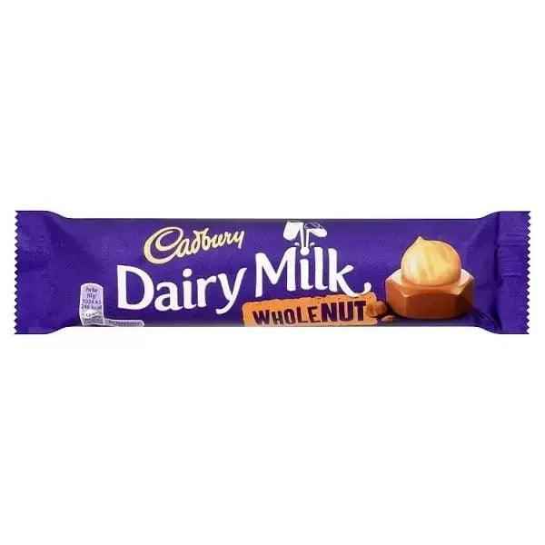 Cadbury Dairy Milk Whole Nut Chocolate Bar 45g (Pack of 48) - Honesty Sales