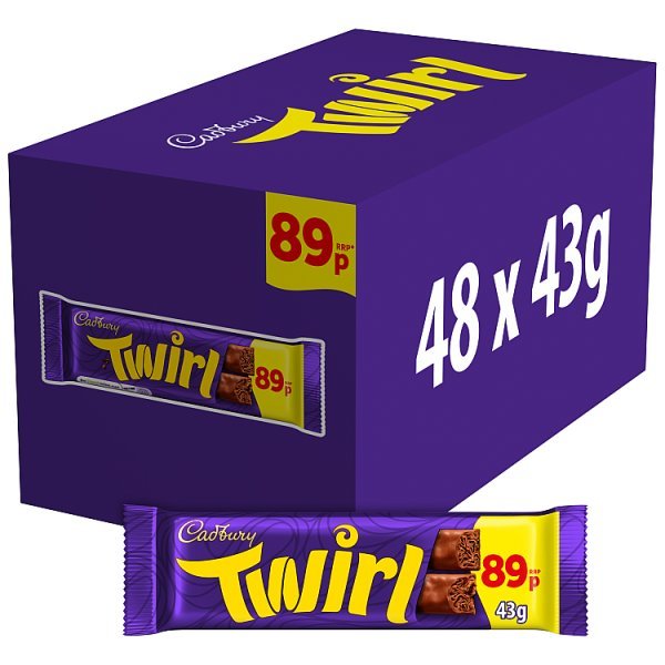 Cadbury Twirl Milk Chocolate Bar 43 g (48 x 43g) - Honesty Sales