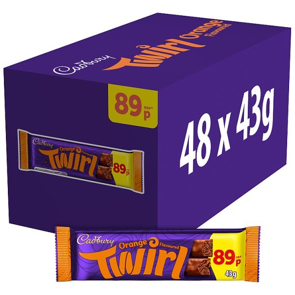 Cadbury Twirl Orange Chocolate Bar 43 g (48 x 43g) - Honesty Sales