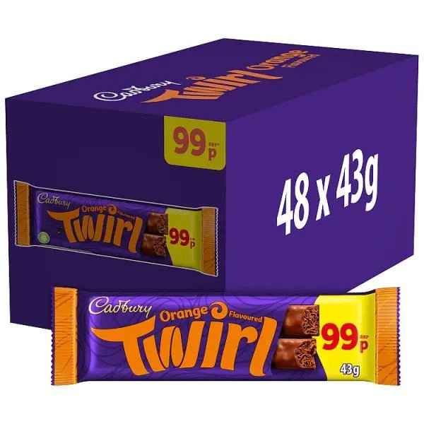 Cadbury Twirl Orange Chocolate Bar 43 g (Case of 48) - Honesty Sales