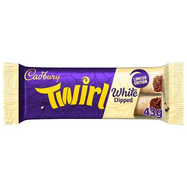 Cadbury Twirl White Dipped Chocolate Bar 43g (Case of 48) - Honesty Sales