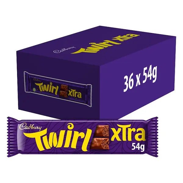 Cadbury Twirl Xtra Duo Chocolate Bar 54g (Case of 36) - Honesty Sales