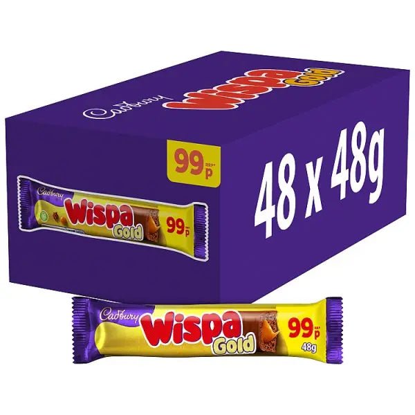 Cadbury Wispa Gold Chocolate Bar 48g (Case of 48) - Honesty Sales