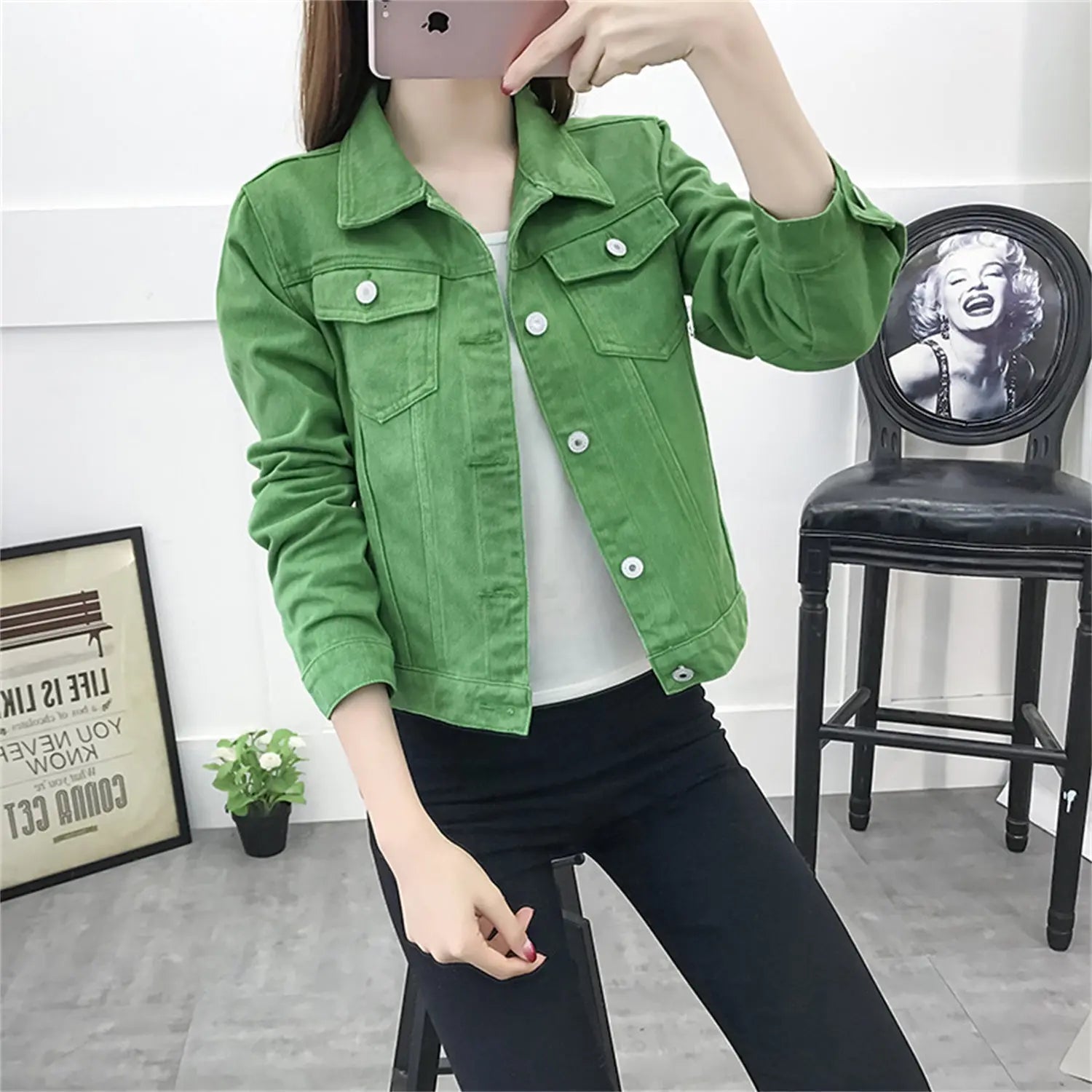 Candy Color Jacket Long Sleeve Women Jacket - Honesty Sales