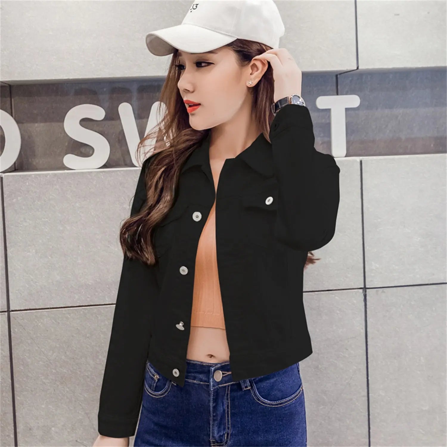 Candy Color Jacket Long Sleeve Women Jacket - Honesty Sales