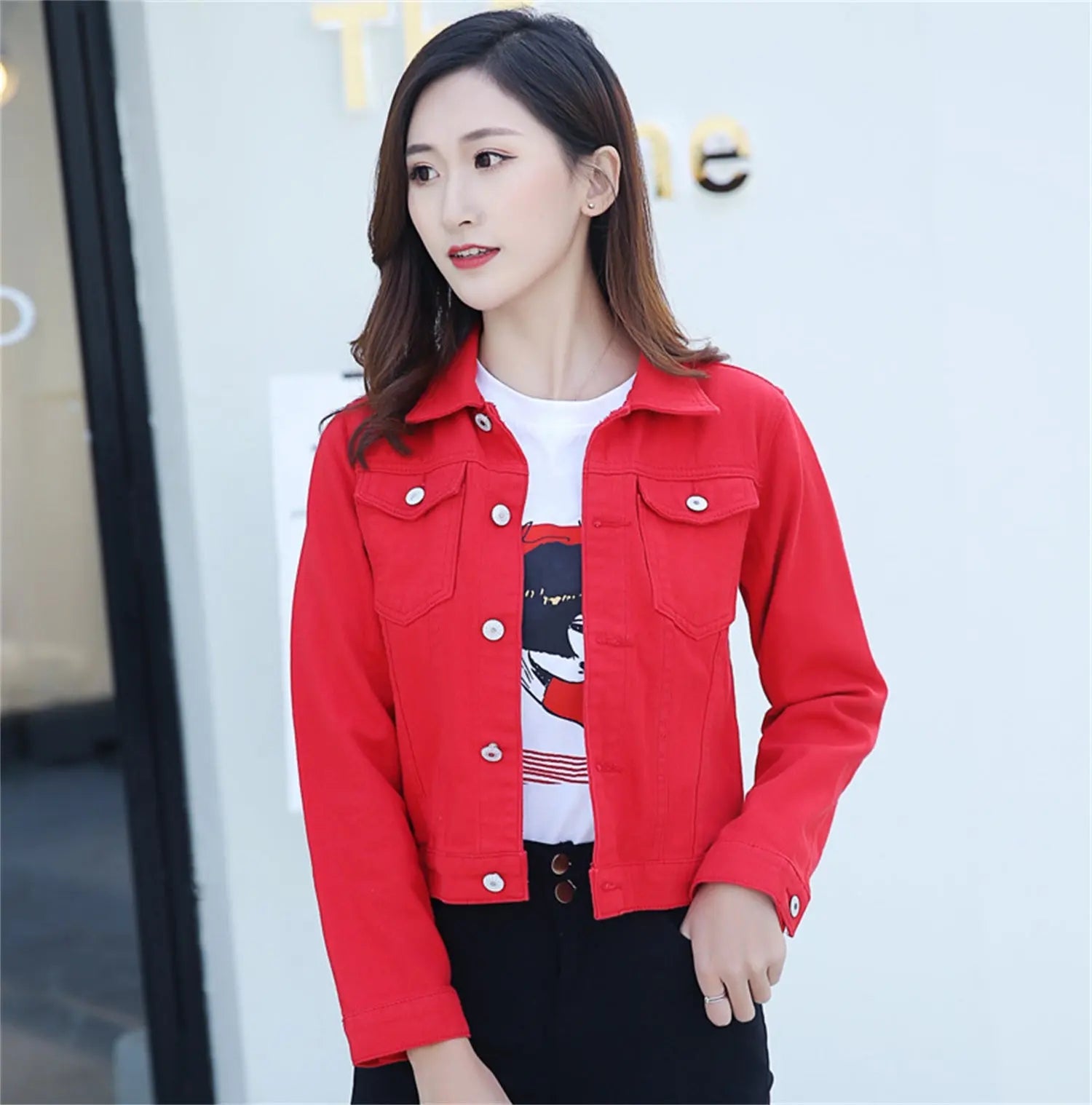 Candy Color Jacket Long Sleeve Women Jacket - Honesty Sales