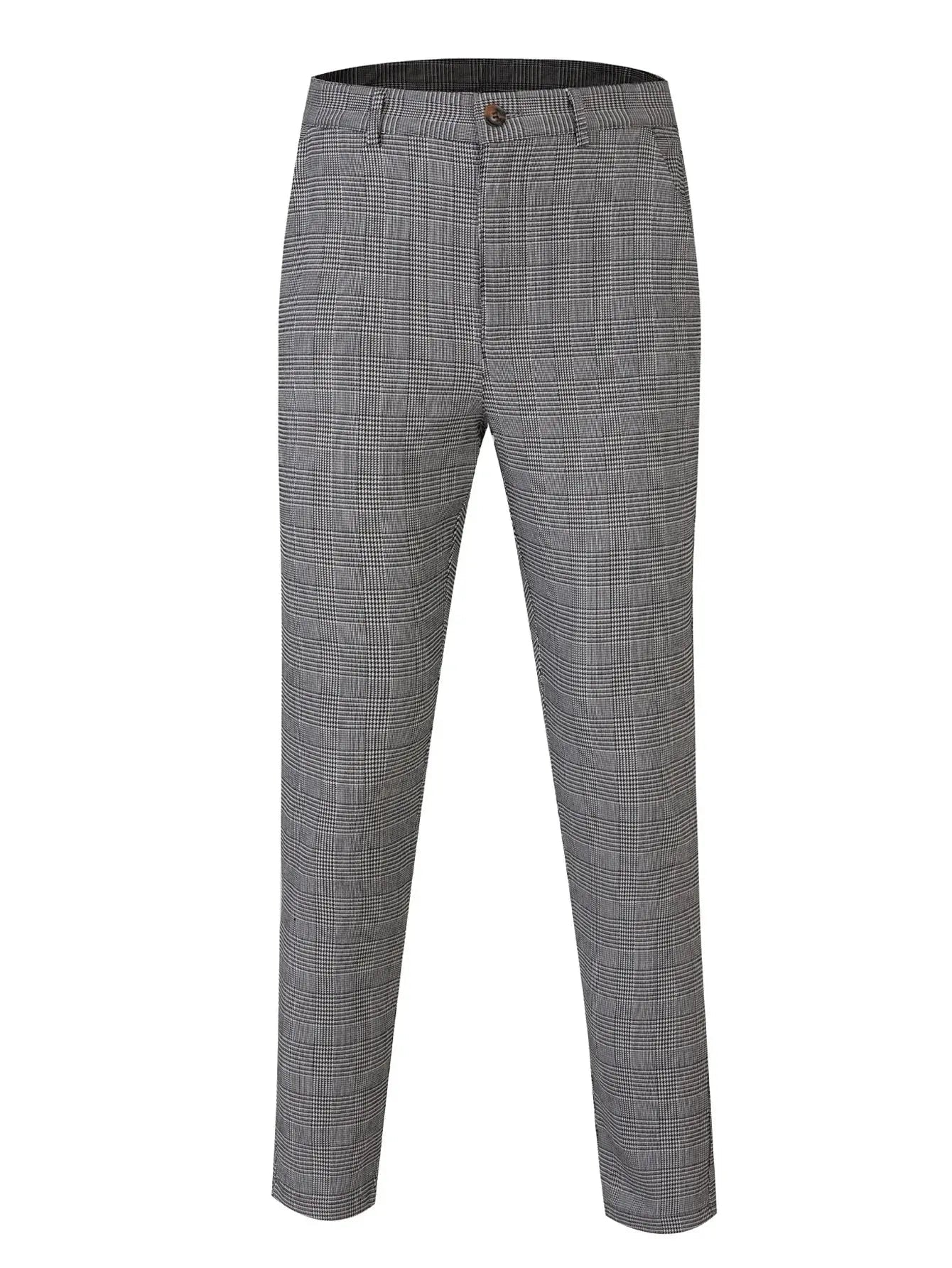 Casual Men's Business Cotton Slim Fit Men Pants Trousers Skinny Chinos Grey Ankle Length Street Wear Plaid Striped Pencil Pants - Honesty Sales
