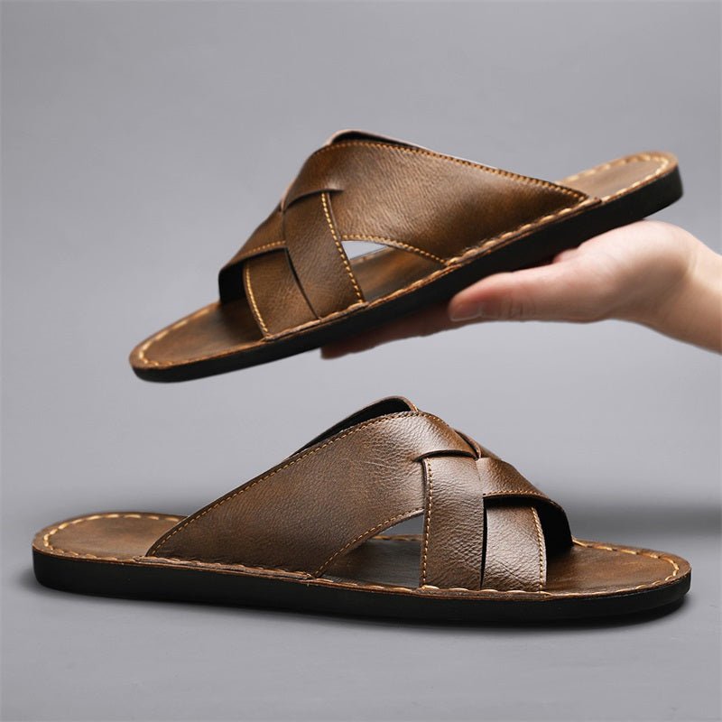 Casual Men's Fashion Slippers, Slip - On Vacation Slippers, Large Size - Honesty Sales