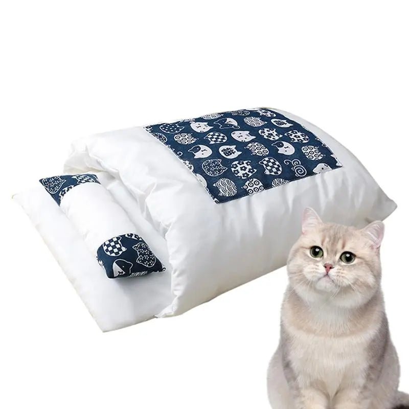 Cat Bed Winter Removable Warm Cat Sleeping Bag Deep Sleep Pet Dog Bed House Cats Nest Cushion With Pillow - Honesty Sales