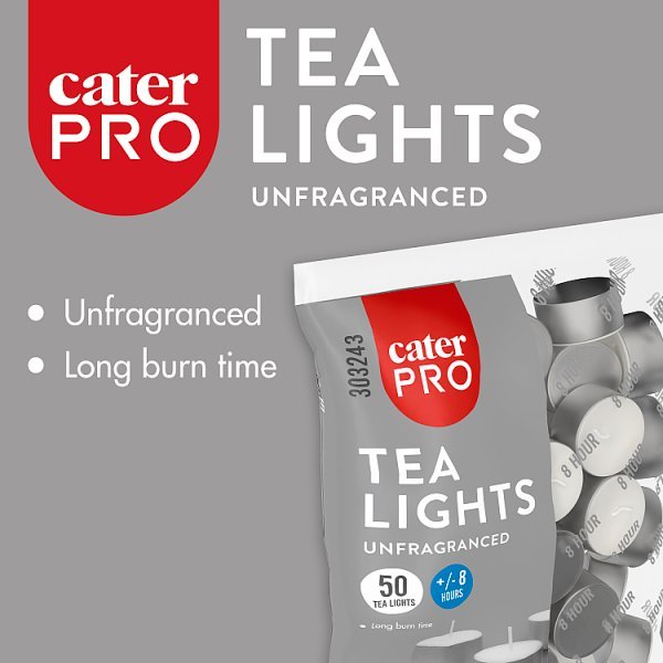 CaterPro 50 Tea Lights 8hours - Honesty Sales