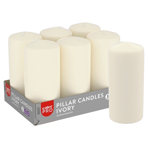 CaterPro 6 Pillar Candles Ivory 78x175mm - Honesty Sales