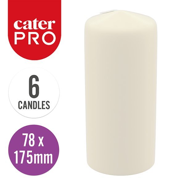 CaterPro 6 Pillar Candles Ivory 78x175mm - Honesty Sales