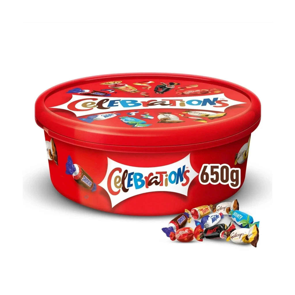 Celebrations Milk Chocolate Box Of Mini Chocolate & Biscuit Bars Sharing Tub 650g - Honesty Sales