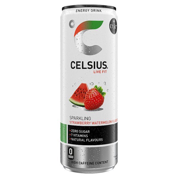 Celsius Energy Drink, Sparkling Strawberry Watermelon 355ml (12 x 355ml) - Honesty Sales