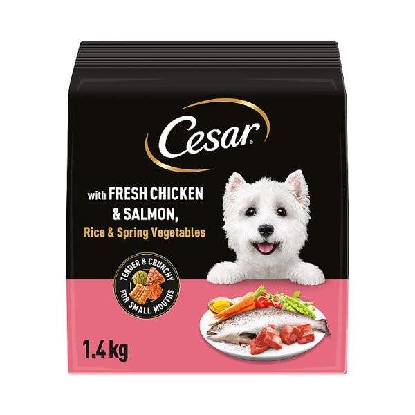 Cesar Adult Dry Dog Food with Fresh Chicken, Salmon & Vegetables 1.4kg (Case of 5) - Honesty Sales