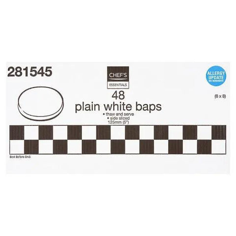 Chef's Essentials 48 Plain White Baps - Honesty Sales U.K