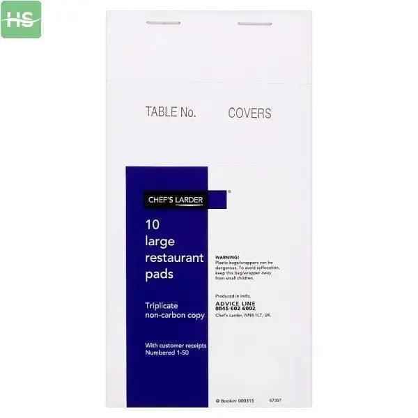 Chef's Larder 10 Large Restaurant Pads - Honesty Sales