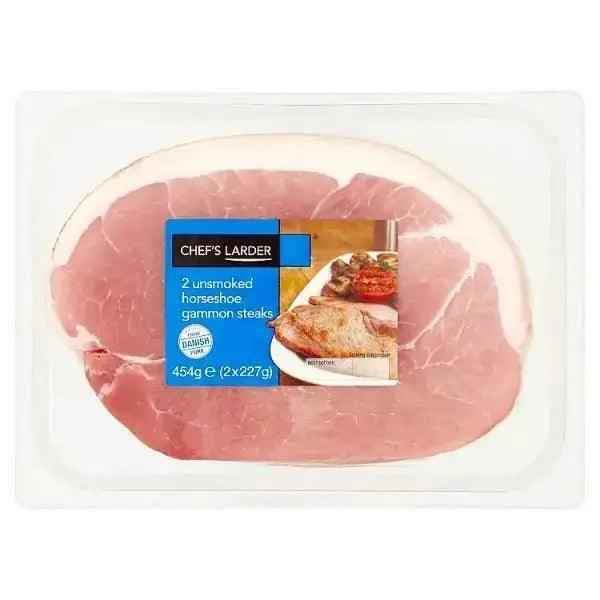 Chef's Larder 2 Unsmoked Horseshoe Gammon Steaks 2 x 227g (454g) - Honesty Sales