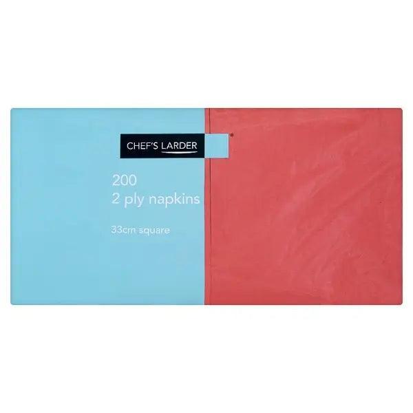 Chef's Larder 200 Red 2 Ply Napkins 33cm Square - Honesty Sales U.K