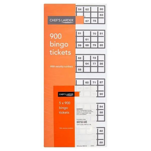 Chef's Larder Bingo Tickets 5 x 900 - Honesty Sales