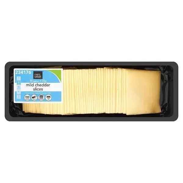 Chef's Larder Mild Cheddar Slices 1kg - Honesty Sales Main image