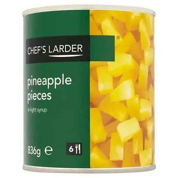 Chef's Larder Pineapple Pieces in Light Syrup 836g (Drained Weight 493g) - Honesty Sales Main image